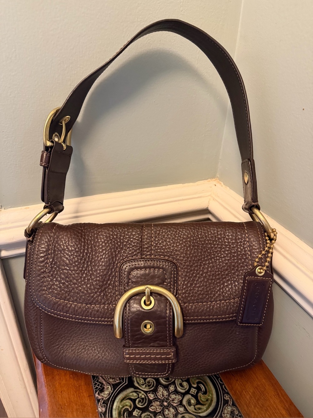 Coach Dark Brown Soho Buckle Flap Shoulder Bag - Picture 2 of 9